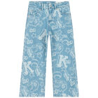 Girls Blue Denim Varsity Logo Jeans, 1, hi-res